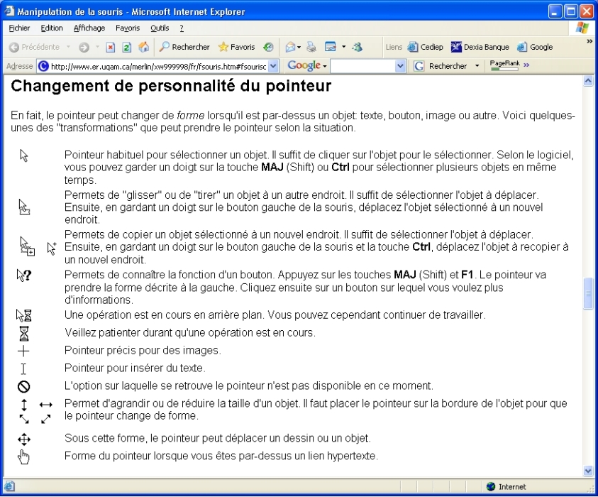 Exemples de pointeurs et leurs significations (XP)