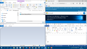 4 fenêtres : Paint, Edge, Explorateur de fichiers, Word