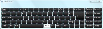 Accessoires-Options d'ergonomie : Clavier visuel touches disponibles avec ALTGR