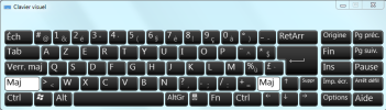 Accessoires-Options d'ergonomie : Clavier visuel touches disponibles avec MAJ/SHIFT