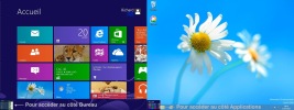 Les 2 facettes de Windows 8 : côté Accueil (à gauche) et côté Bureau (à droite)