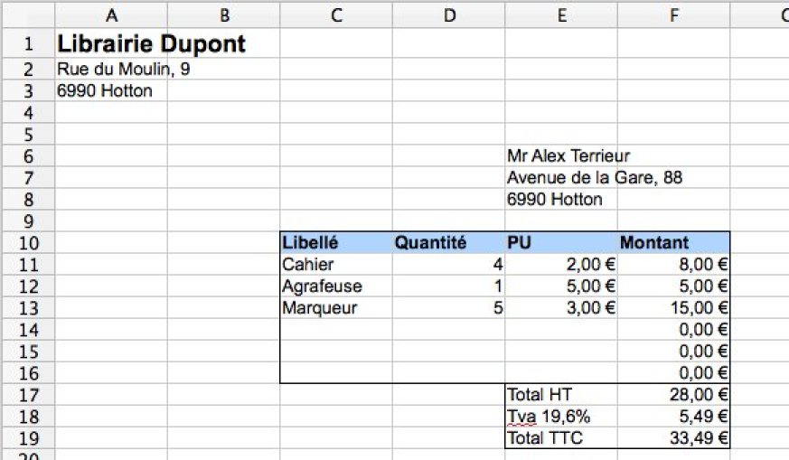 modele facture excel 2003