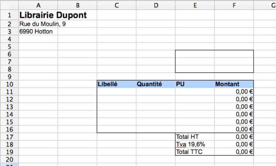 modele facture excel 2003