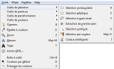 Menu Outils de sélection