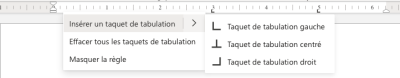 Insérer un taquet de tabulation