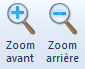 Zoom : avant : + et arrière : -