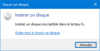 Onglet Partage : insérer un disque optique à graver (CDR, CDRW, DVDR, DVD +RW ou -RW)
