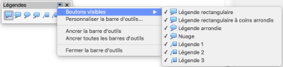 Barres d'outils Légendes