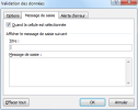 Données-Validation-Onglet Message