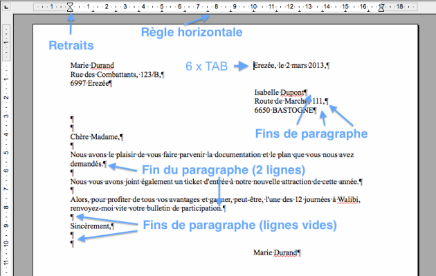 Lettre simple (OpenOffice)