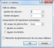 Insérer un tableau : choisir le nombre de colonnes et de lignes