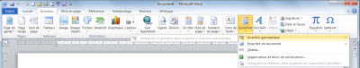 Insertion QuickPart : Insertion automatique
