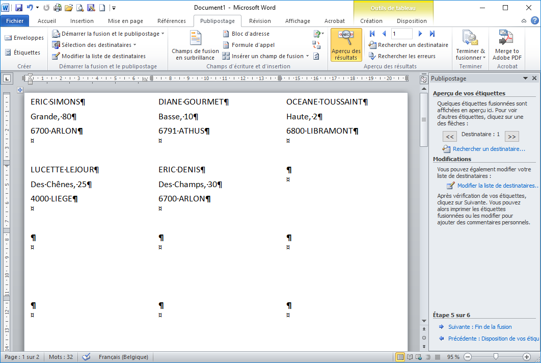 Module 3 Bureautique Word 2010 Writer 4 (Bases) Word 2010 Publipostage d