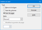 Insertion d'un saut de page
