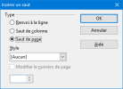 Insertion d'un saut de page